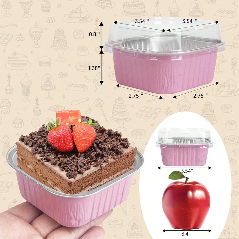 Elegant Mini Cake Pans 50 Pack Foil Baking Cups With Lids Small Dessert Tins gallery