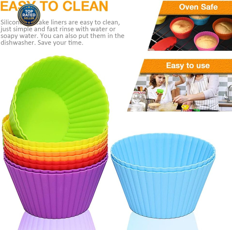 Extra Large Silicone Cupcake Muffin Cups 12 Pack, 3.54 Inch Muffin Liners, Reusa gallery