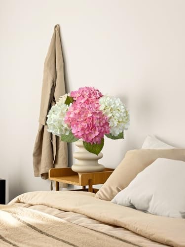 4 Pcs 20'' Real Touch Hydrangeas Pink Artificial Hydrangeas Flowers Faux Latex gallery