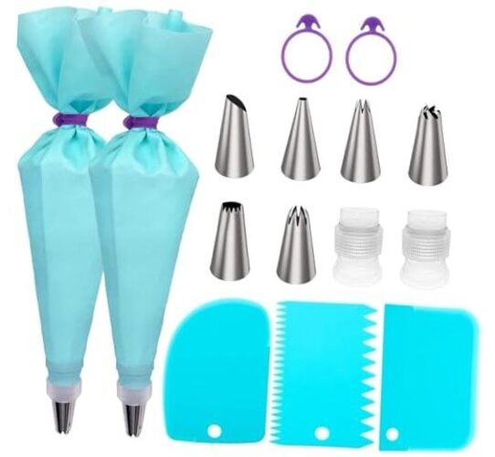 Piping Bags and Tips Set, Cake Decorating Kit Supplies, Frosting 15 Piece Set