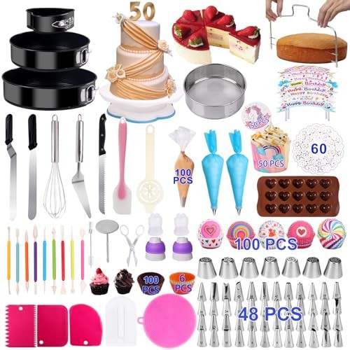Cake Decorating Kits 567 PCS Baking Set with Springform Pans Set, Rotating gallery