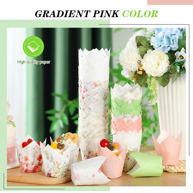 500 PCS Wildflower Tulip Cupcake Liners Grease Proof Muffin Baking Cups gallery