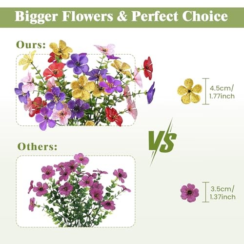 Bundles Artificial Flowers for Outdoor 20 Red Purple Deeppurple Pink Yellow gallery