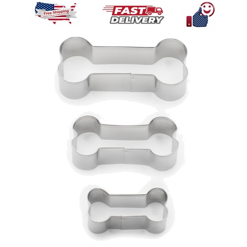 Dog Bone Cookie Cutter Set, Stainless Steel, 3-Piece