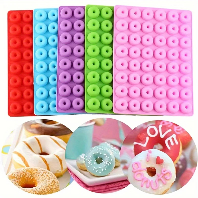 48 Cavity Small Donuts Chocolate Silicone Mold Small Biscuit Fondant Candy Mold gallery