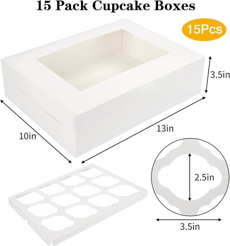 Elegant 12-Cupcake Bakery Boxes - 15 Packs with Inserts for Birthdays & Weddings gallery