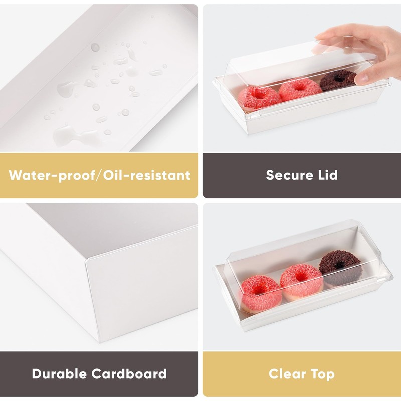 50 Pack 7.5x3.3 Inch White Charcuterie Boxes with Clear Lids Mini Treat Box gallery