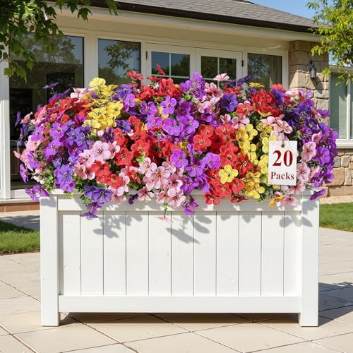 Bundles Artificial Flowers for Outdoor 20 Red Purple Deeppurple Pink Yellow gallery
