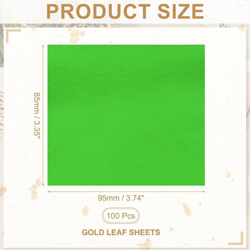 100 Pcs 3.7" x 3.4" Gold Leaf Sheets Gold Foil Sheet Metallic Leaf Paper Green gallery