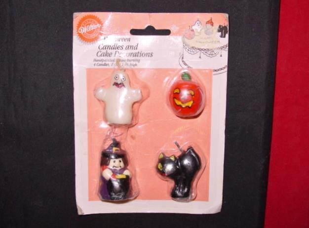 Vintage (4) Wilton Halloween CANDLES and Cake Decorations – Witch Ghost Cat Etc