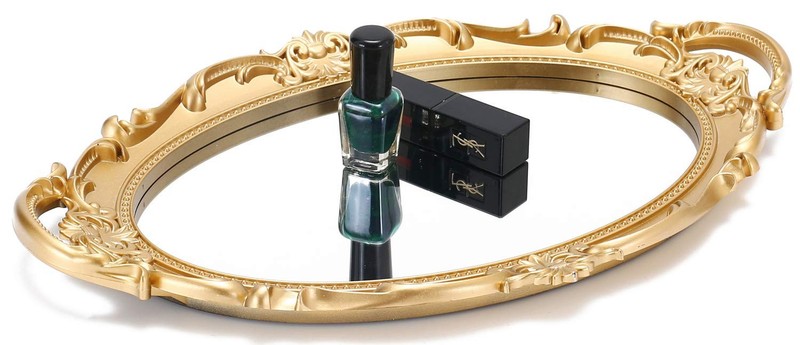 Sooyee Decorative Gold Mirror Tray with Handle for 14" x 9.8" x 1.1", gallery