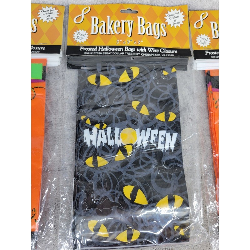 Halloween Bakery Bags Frosted Spooky Eyes Treat Cookie Bags with Wire Closure gallery