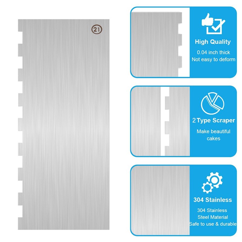 Cake Scraper 9 Inch Metal Stainless Steel Bench Frosting Comb Jagged Edge gallery