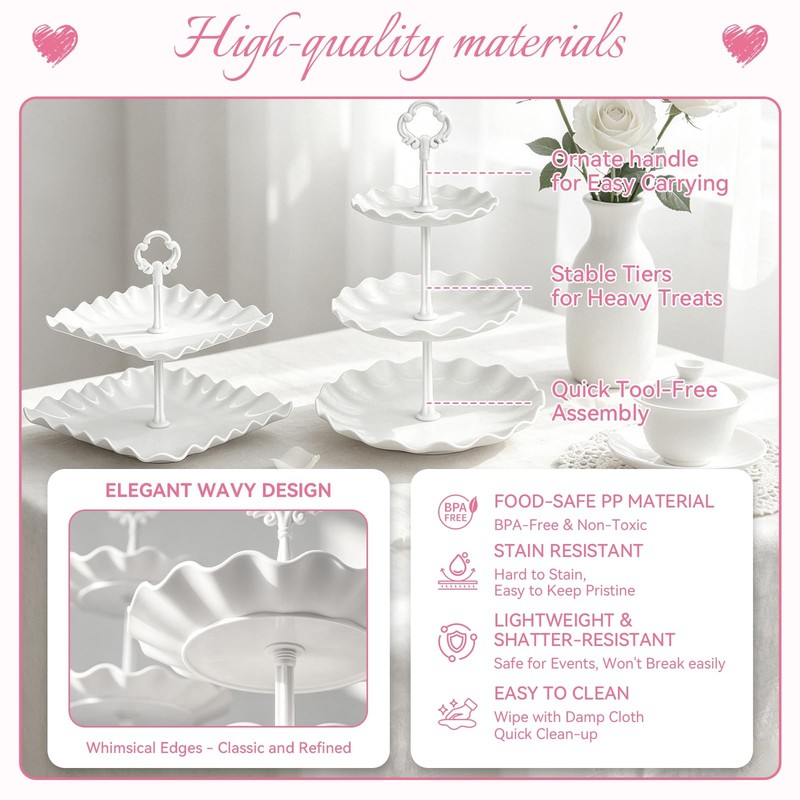 12 Piece Dessert Table Display Set - with Cupcake Stand, Appetizer Trays & Ta... gallery