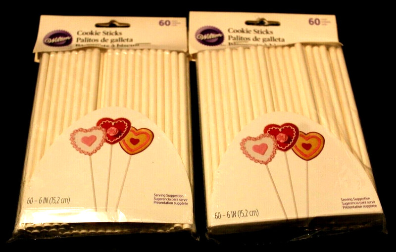 Lot Of Two(2) Wilton Packs Of 60 Cookie Sticks 6-Inch Brand New