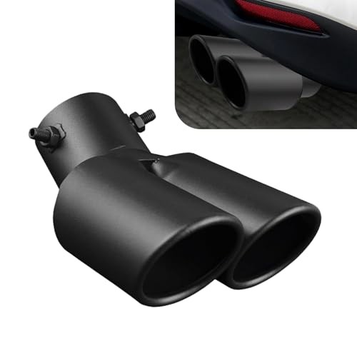 Dual Exhaust Tips, Stainless Steel Car Muffler Exhausts with Bolt, 2.48″ Black