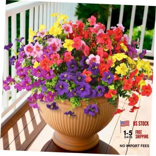 Artificial Fake Petunias Flowers for Outdoors Spring Summer 6 Mix Color-1