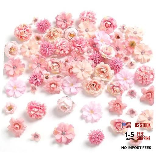 Faux Flower Heads Mini Artificial Flower Heads Fake Peony Daisy Rose Pink