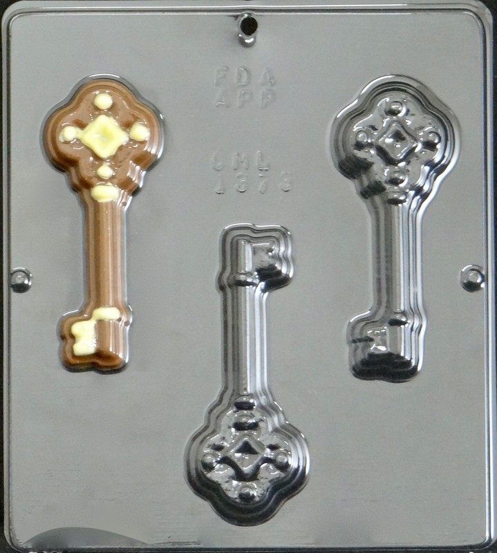 Key Chocolate Candy Mold 1373 (3 Cavities)