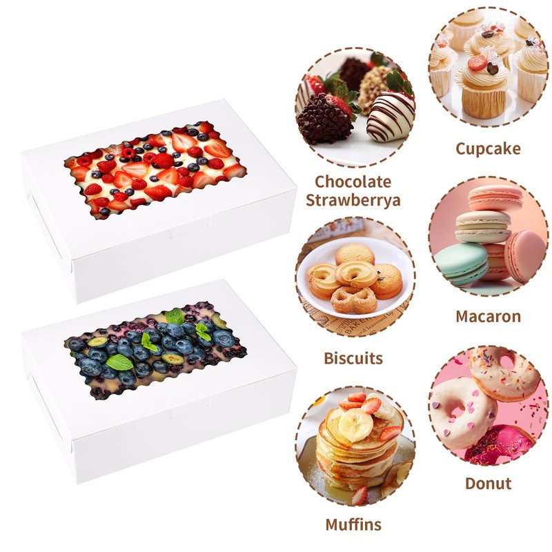 36 pcs Cookie Boxes,9x6x2.5 Inch Large Bakery Boxes with Window for Pies Choc... gallery