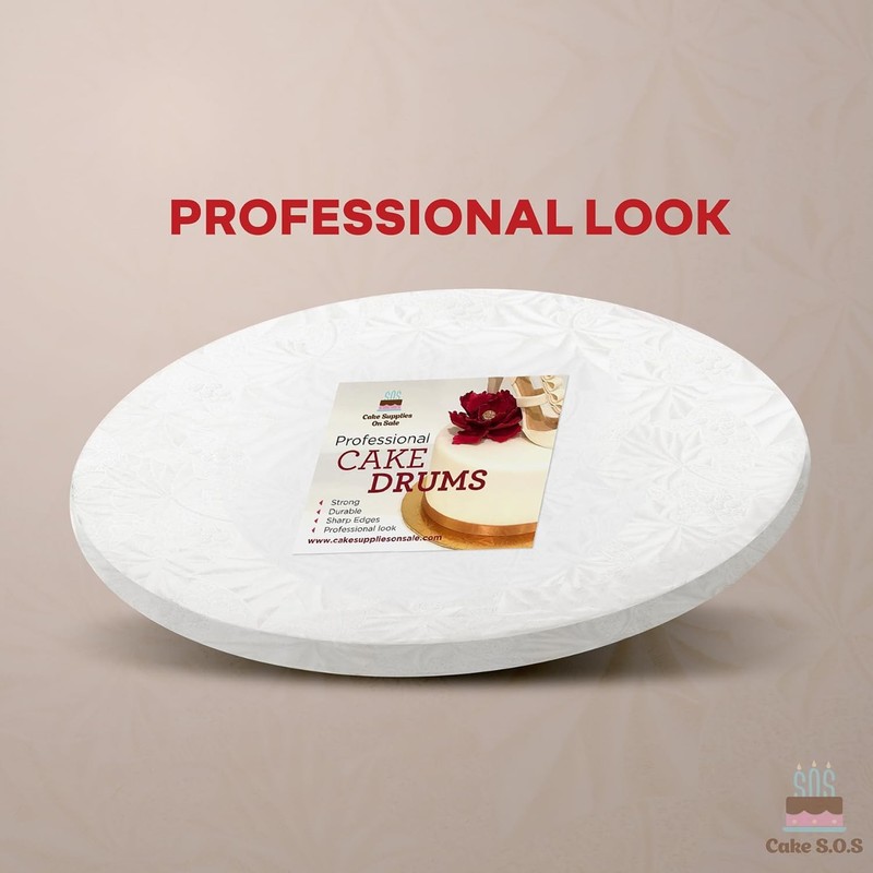 10 Inch White Round Sturdy Cake Board Drums For Displaying Cakes 1/2 Inch Thick gallery