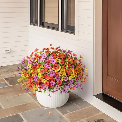 Artificial Flowers Faux Plants Outdoor Fake Flowers Spring Decor,12 Mix gallery