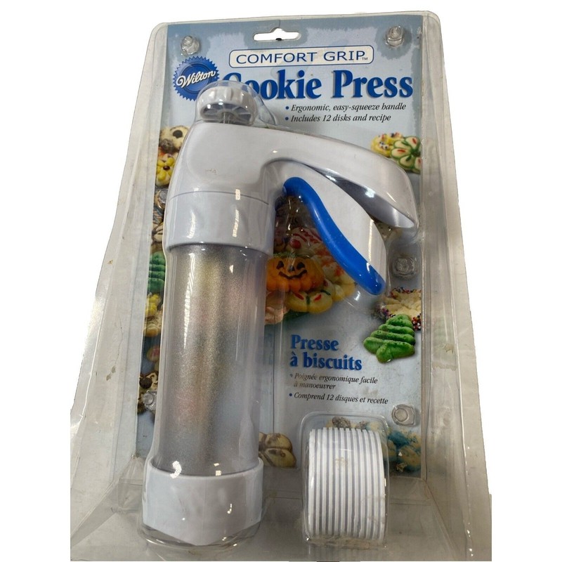 Wilton Comfort Grip Cookie Press with 12 Discs Ergonomic Easy Squeeze Handle NEW