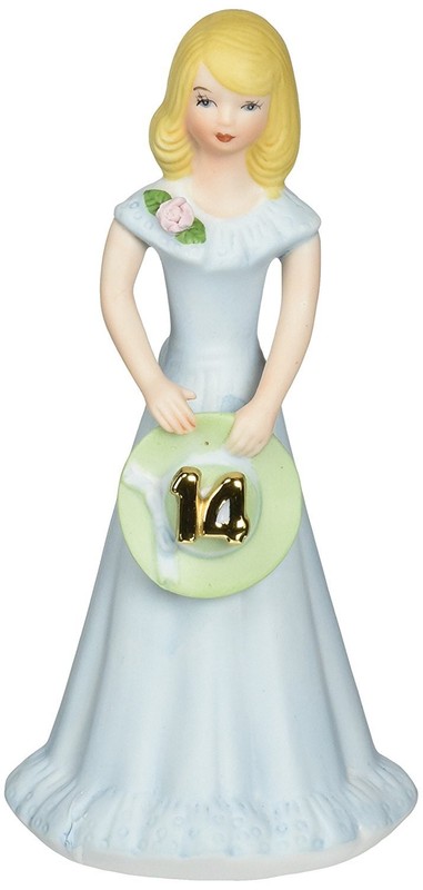 Birthday cake topper – Growing up girls BLONDE AGE 14 princess