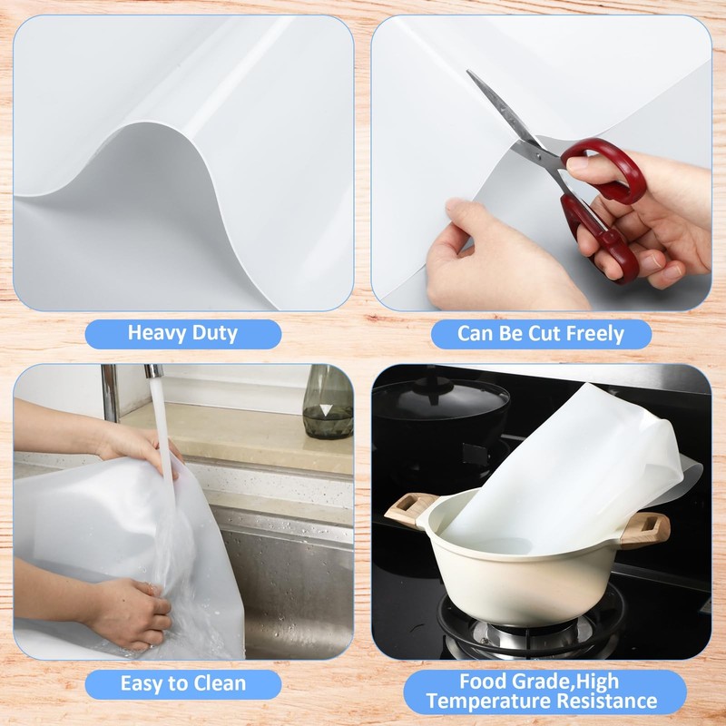 Hushee 2 Pack Extra Large Silicone Mat Place Mats Table 24 x 48 Inches, White gallery