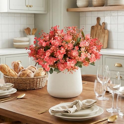 Artificial Flowers Plants for Outdoors, Fake Rose Flowers Green & Pink Rose gallery