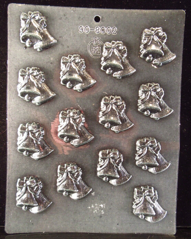 4 Small Christmas Chocolate Candy Molds Bow, Bell, Santa, Candy Cane gallery