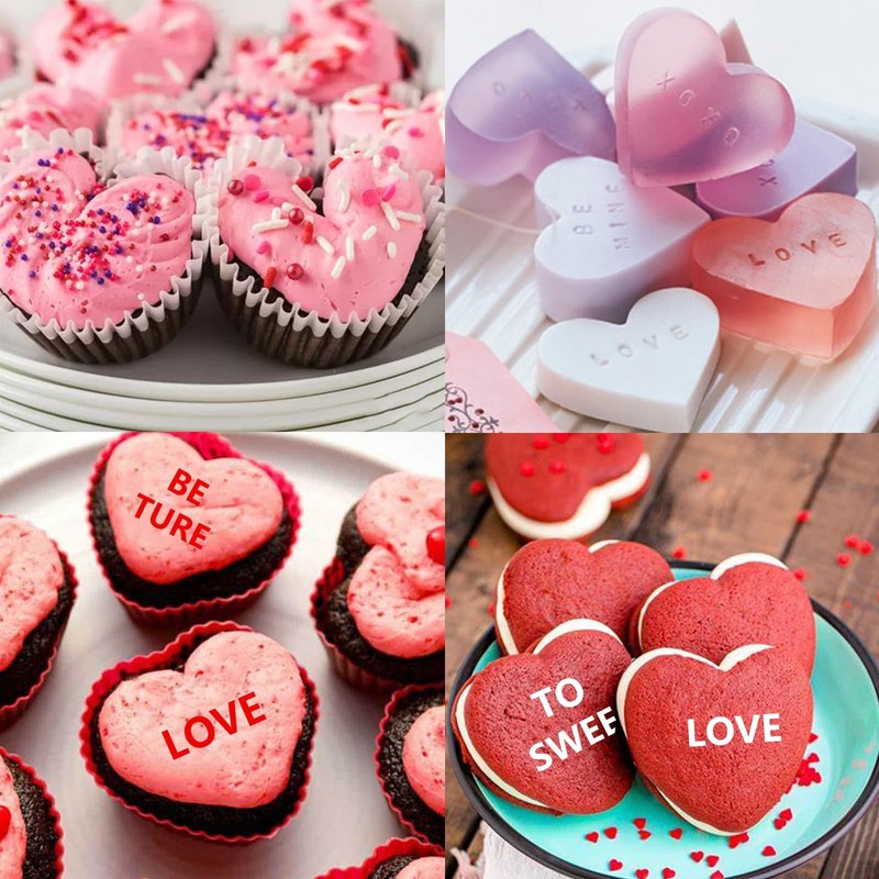 2 Pack 2.8 Inch Conversation Heart Molds 6 Cavity Silicone Muffin Pan Baking gallery