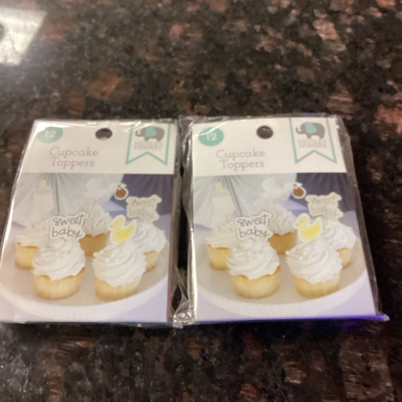 Baby Shower Cupcake Toppers Sweet Baby Ducks Stork Bottle 2 Packs Szz