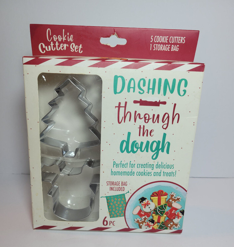 EVRIHOLDER DASHING THROUGH THE DOUGH CHRISTMAS COOKIE CUTTER SET NEW