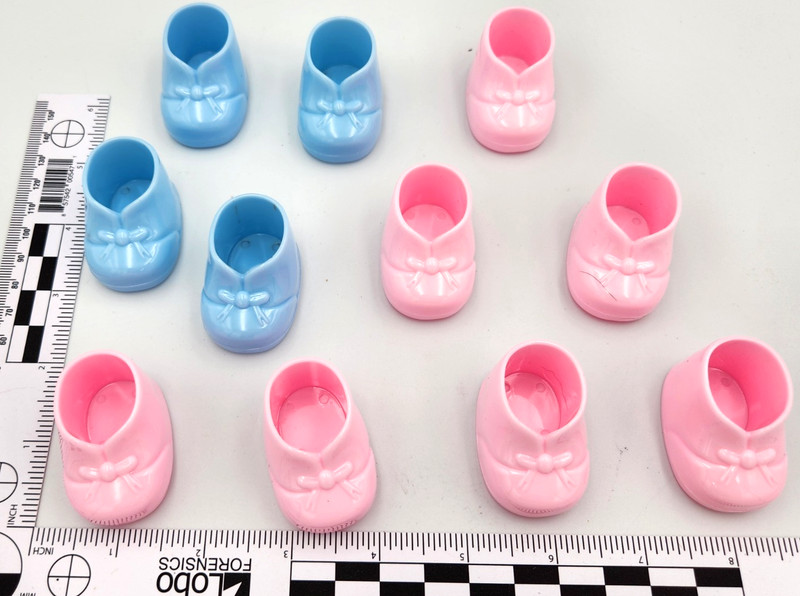 Vintage Baby Shoes Blue & Pink Baby Shower Gender Reveal Cake Toppers Lot/11