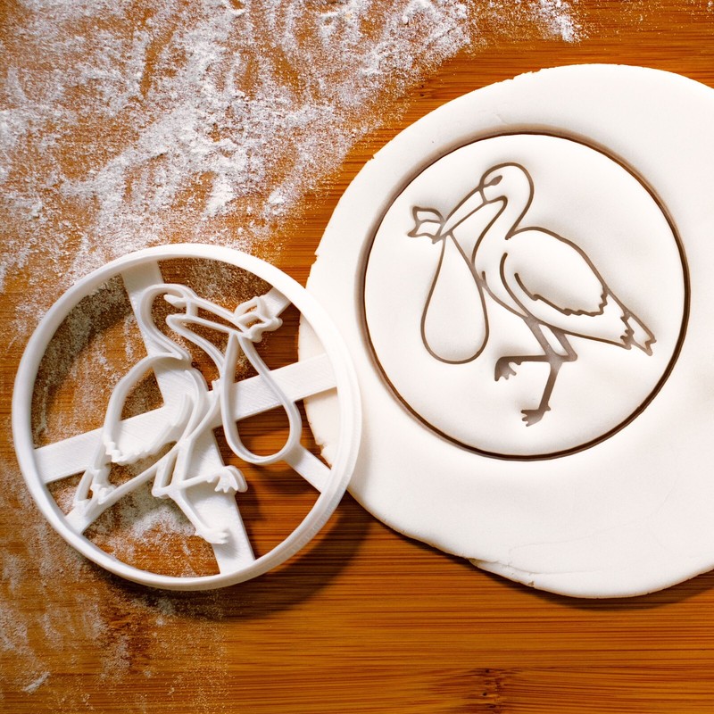 Stork Bird & Swaddled Baby Cookie Cutters - baby shower, celebrate newborn birth gallery