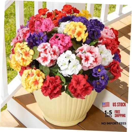 Artificial Geraniums Silk Artificial Flowers for Outdoor Indoor, 6 Mixed Colors