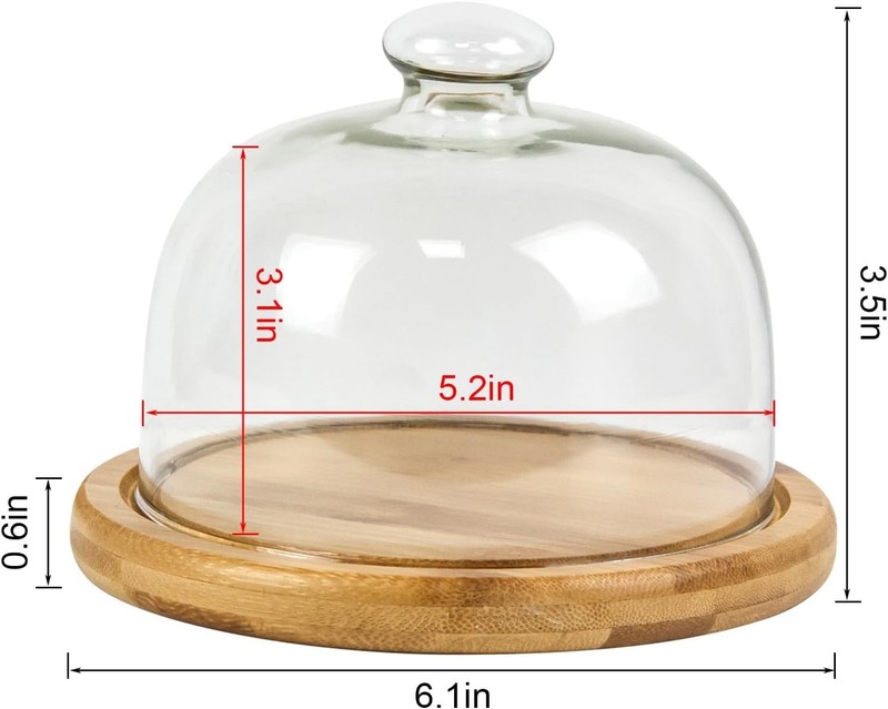 Glass Dessert Dome with Base, Mini Decorative Cake Tray with Glass Dome Cover... gallery