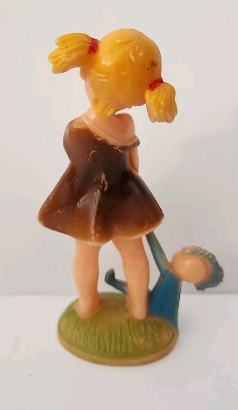 Vintage Plastic Cake Topper 4 Inch Little Girl with Doll 60s gallery