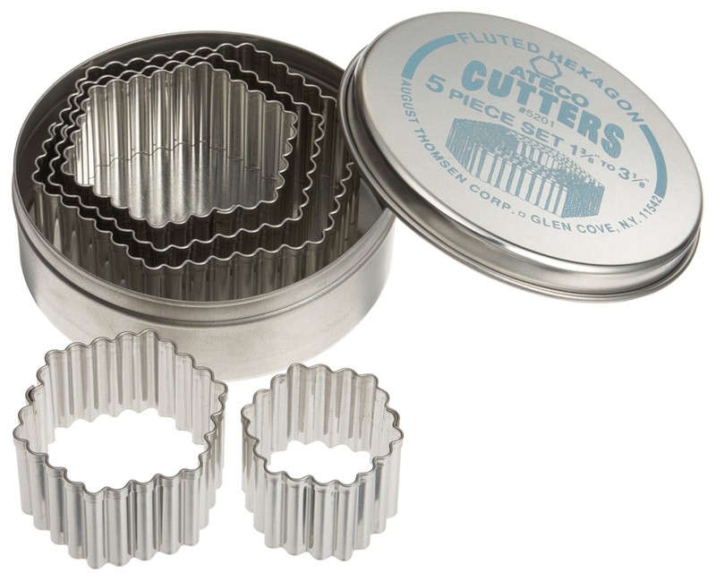 "Stainless Steel Hexagon Cutters Set - 5 Graduated Sizes, Fluted Edge Baking Too gallery