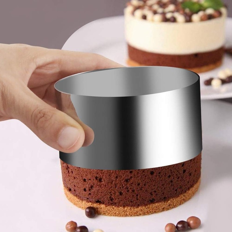 4 Pack Food Presentation Rings Stainless Steel Cake Rings Mold Small Baking R... gallery