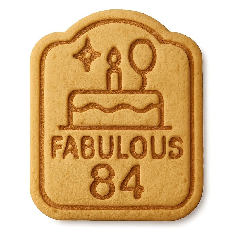 Curved Fabulous 84 Cookie Cutter & Stamp, Fondant & Clay – 4×3.7″