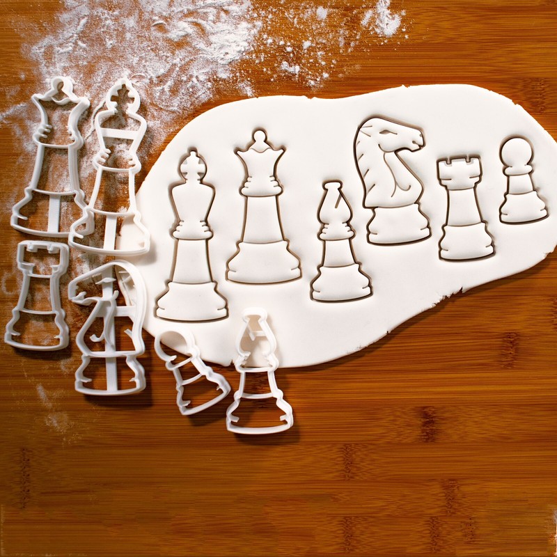 Set of 6 Chess Pieces Cookie Cutters – King, Queen, Rook, Bishop, Knight, & Pawn