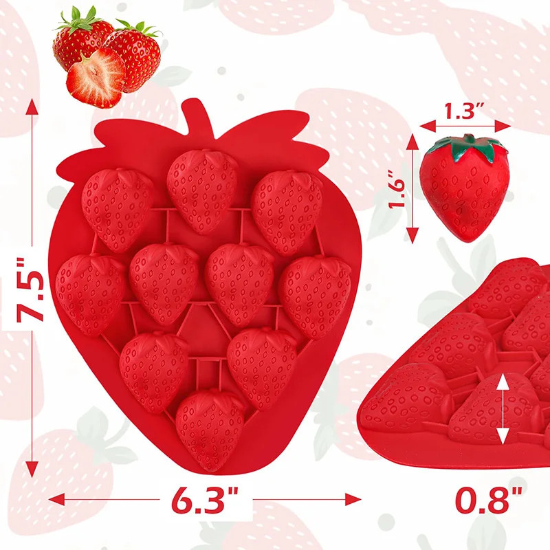 Strawberry Ice Cube Tray Strawberry Silicone Moulds for Chocolate Candy Cake Cup gallery