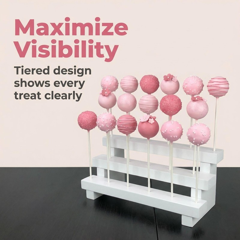 NANGOPOP Cake Pop Stand Display Riser 3 Tier Wood Lollipop Holder, 17 Hole S... gallery