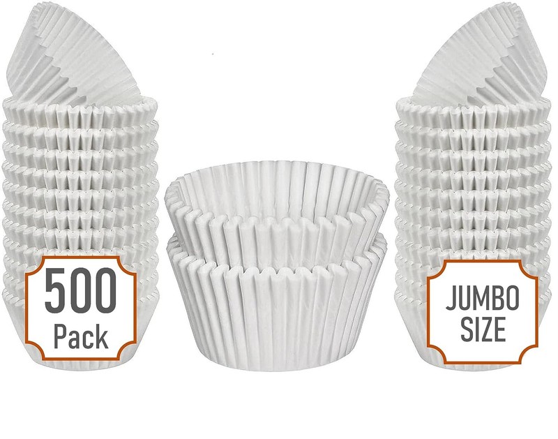 Jumbo Baking Cups – Premium Quality, White, Grease-Proof, Oven & Microwave Sa…