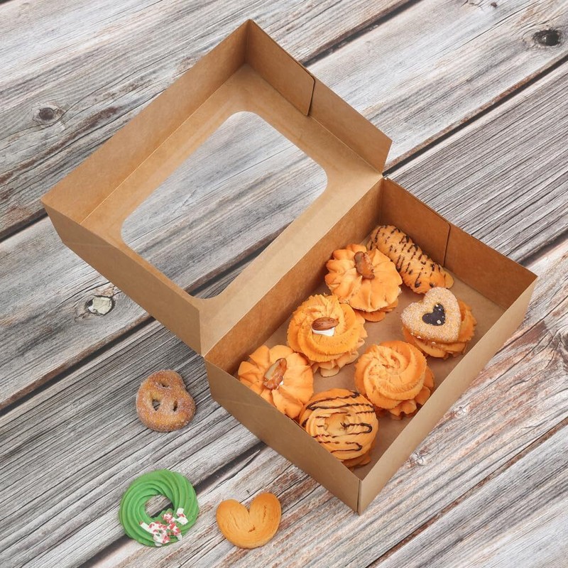 24 Pcs Cookie Boxes With Window For Paper Gift Giving Brown Bakery Cupcake Boxes gallery