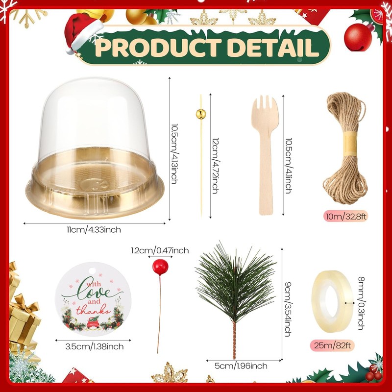 50 Sets Christmas Charcuterie Cups with Lids Clear Plastic Cupcake Container ... gallery