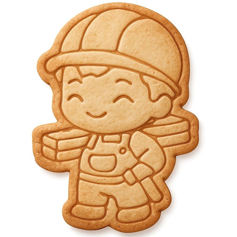Chibi Carpenter Carrying Planks Cookie Cutter & Stamp, Fondant & Clay C – 2.9×4″