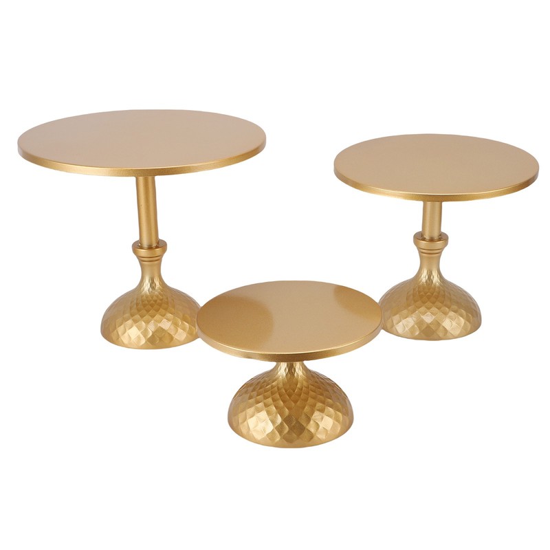 3PCS Gold Iron Round Cake Stand Footed Dessert Table Display Set For Wedding gallery